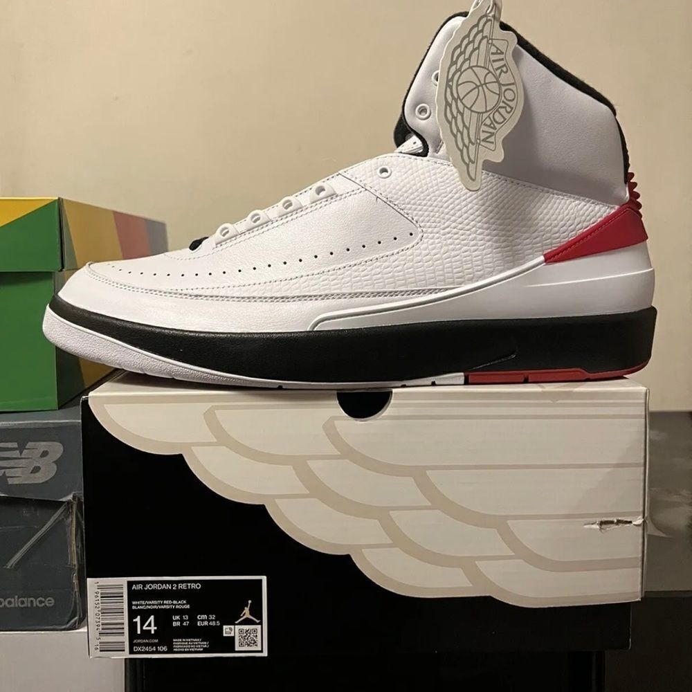 Nike Air Jordan 2 OG Chicago white Black Varsity Red DX2454-106 size 14